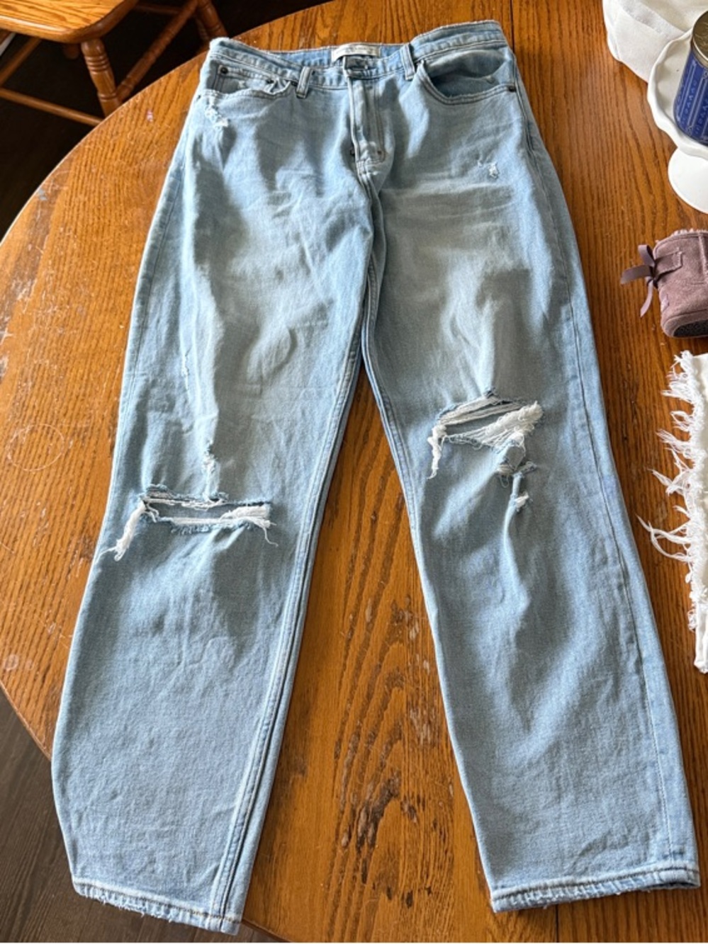 Abercrombie & Fitch Light Blue High-Rise Mom Jeans
